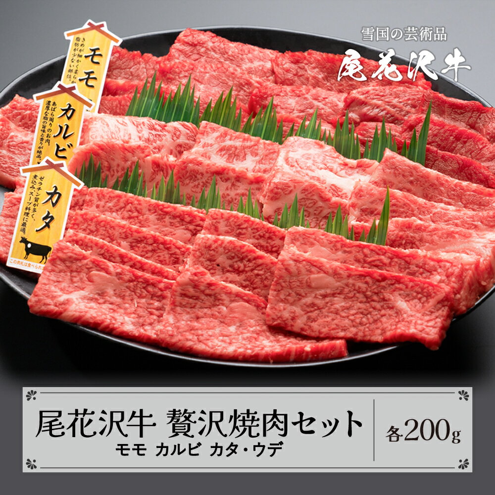 尾花沢牛 A4-5 贅沢焼肉セット モモ カルビ カタ・ウデ 各200g 計600g