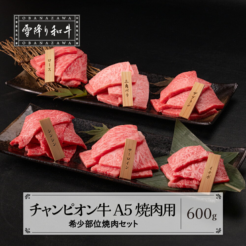 【ふるさと納税】山形牛枝肉共進会チャンピオン受賞 雪降り和牛尾花沢 希少部位 食べ比べ 焼肉 セット計600g A5ランク 牛肉 黒毛和牛 国産 tc-cpkbs600のサムネイル