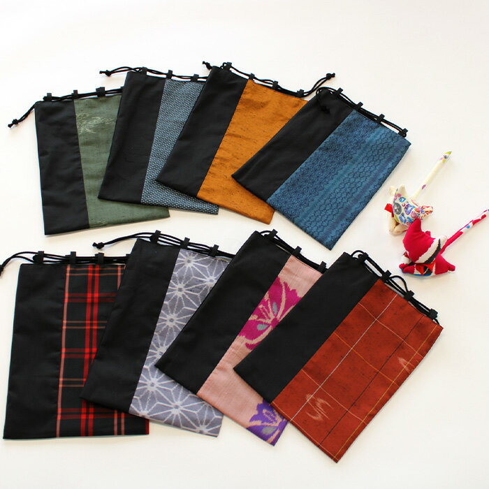 【ふるさと納税】 【障がい者支援】和のきんちゃく袋 2枚 ＋ ねこちゃんクリップ 1個 『特定非営利活動法人 花未来』 山形県 南陽市 [728]