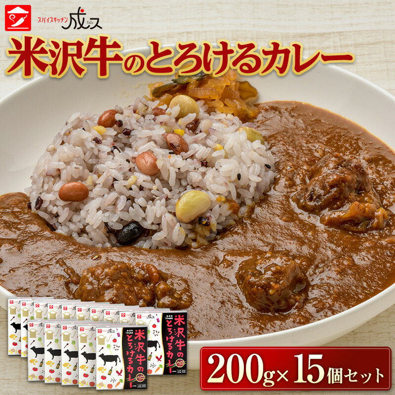 【スパイスキッチン成ス】 米沢牛のとろけるカレー （200g×15個セット） 山形県 南陽市 1799