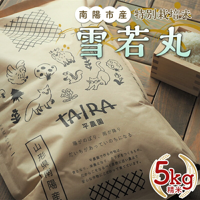 令和5年産 新米 特別栽培米 雪若丸 (精米) 5kg 《令和5年10月上旬～発送》『平農園』 山形県 南陽市 [1949]