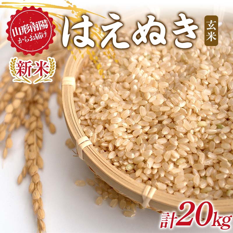 [令和7年産 新米 先行予約] はえぬき (玄米) 20kg (10kg×2袋) [令和7年9月下旬〜発送] 『マルタニ農園』 山形南陽産 米 ご飯 農家直送 山形県 南陽市 [2391-R7]