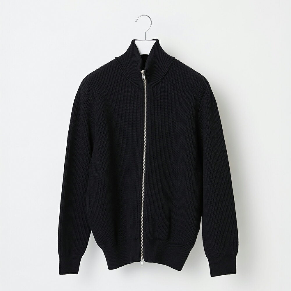【ふるさと納税】 ≪順次発送≫【Yonetomi】EX FINE WOOL RIB KNIT BLOUSON BLACK ブラック 黒 ドライバーズニット・ブル...