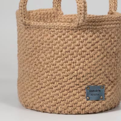 【ふるさと納税】手編み 麻紐かごバック ナチュラル 大サイズ 送料無料 ao-kbnxb ※沖縄・離島への配送不可