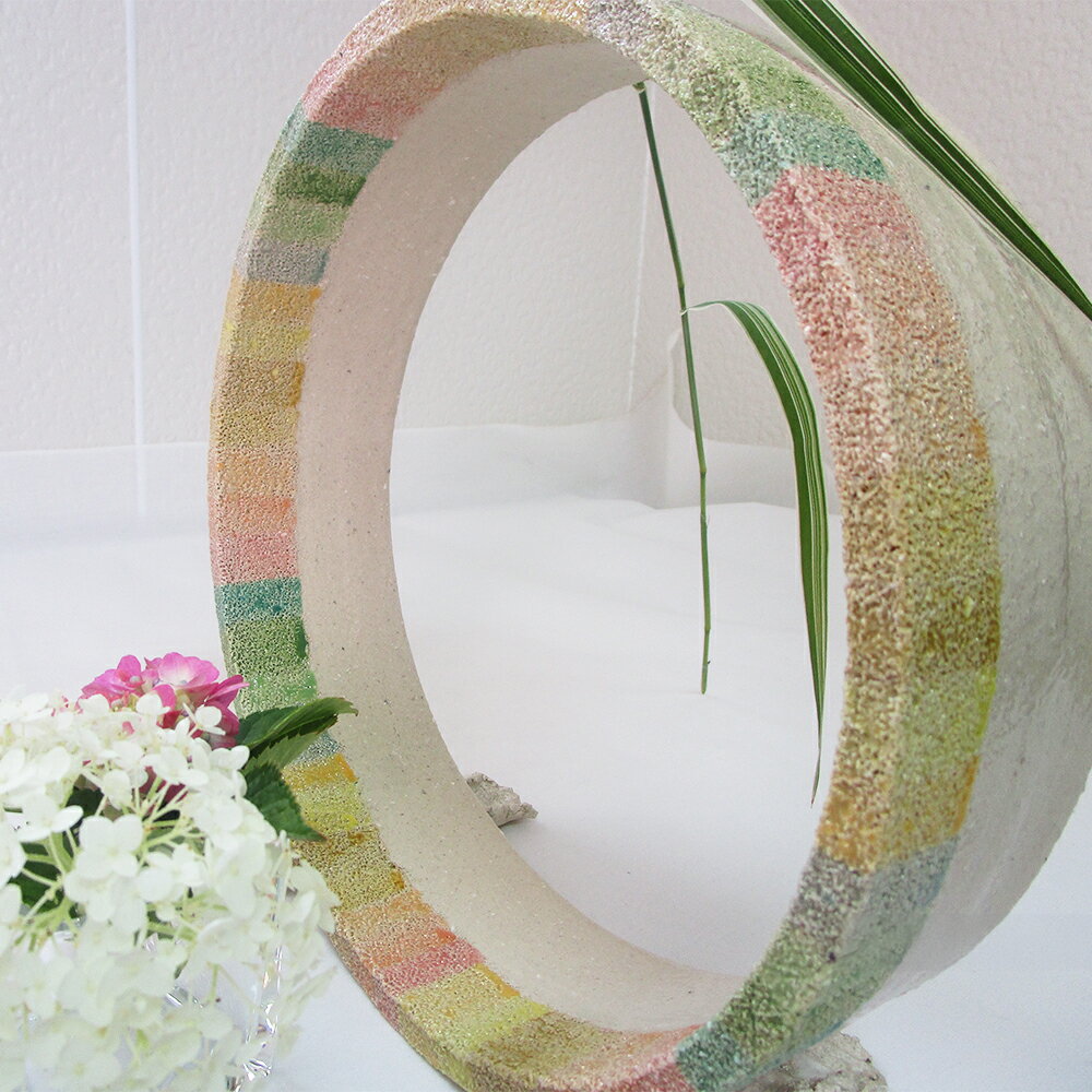 【ふるさと納税】 色絵花器　「輪」　組立花器 陶芸 陶器 おしゃれ 工芸品 民芸品 送料無料 oo-towax