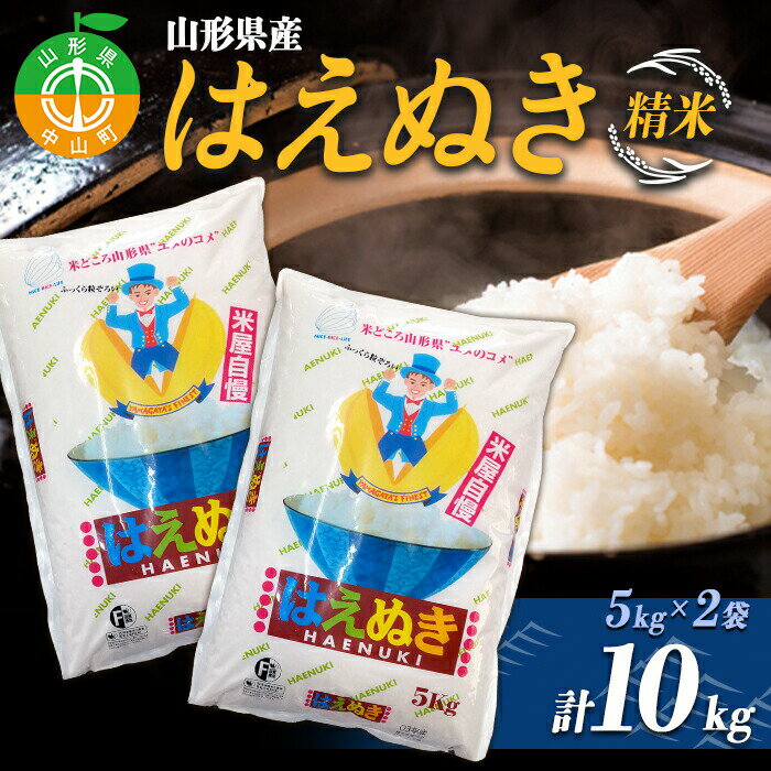 ≪先行予約 令和6年産≫ 山形県産 はえぬき 精米5kg×2袋 計10kg ブランド米 こめ ご飯 ごはん 白米 山形県 中山町