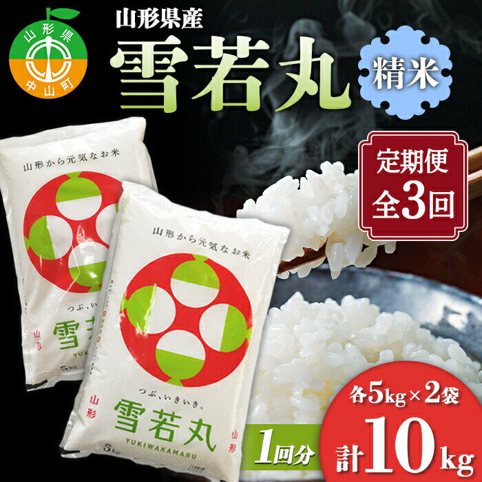 ≪先行予約 令和6年産≫ 定期便 山形県産 雪若丸 精米5kg×2袋 計10kg×3回 ブランド米 こめ ご飯 ごはん 白米 毎月届く 山形県 中山町