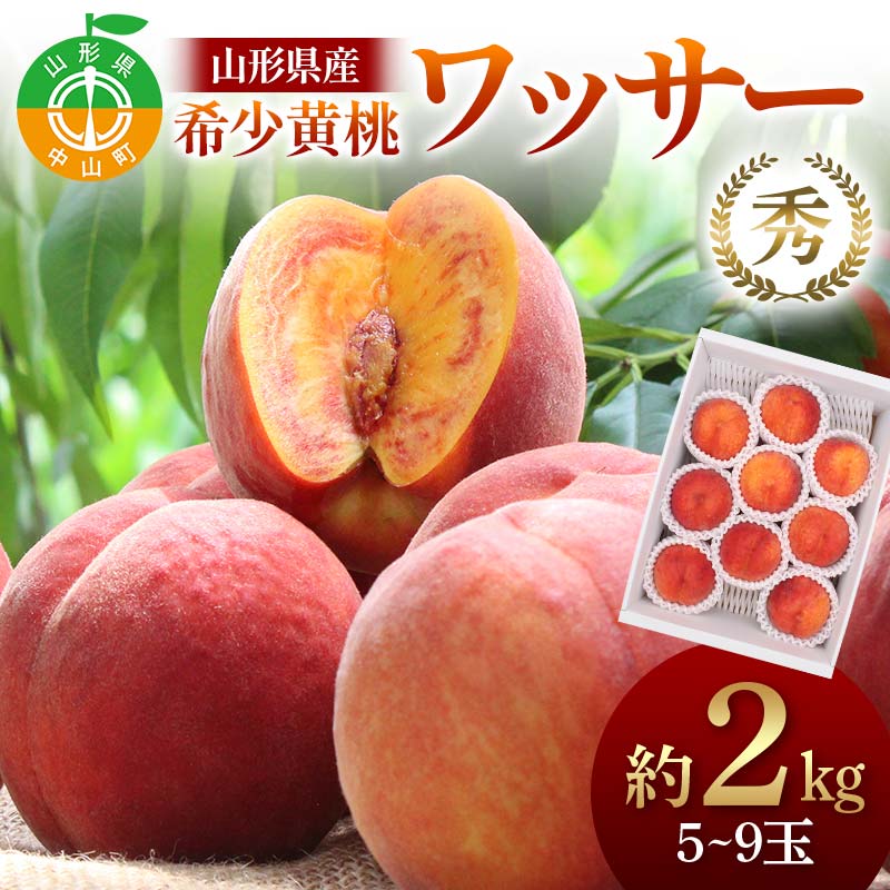 【ふるさと納税】山形県産 希少黄桃ワッサー 約2kg 5~9玉 秀 桃 もも フルーツ 黄色 F4A-0922