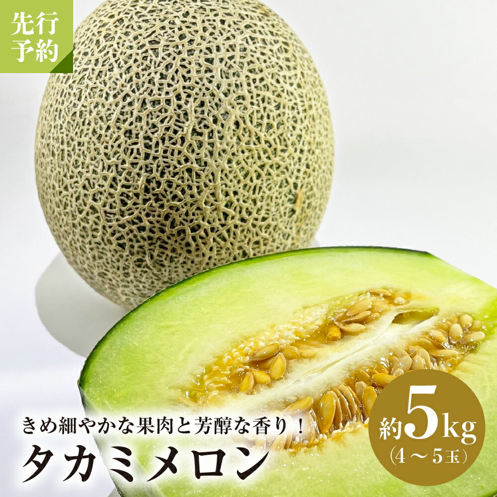 【ふるさと納税】【先行予約】 令和6年産 山形県産 タカミ メロン 5kg (4玉〜5玉) 果物 くだもの フルーツ 青肉 お取り寄せ 送料無料 山形県 河北町のサムネイル