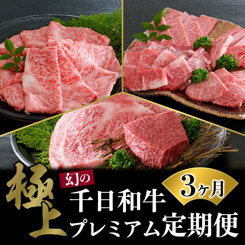 [数量限定]山形牛 3ヶ月 肉 定期便[黒毛和牛 ブランド 和牛]牛肉 千日和牛 国産 山形県産 特選 すき焼 焼き肉 厚切り ステーキ 盛り合わせ 冷凍 送料無料