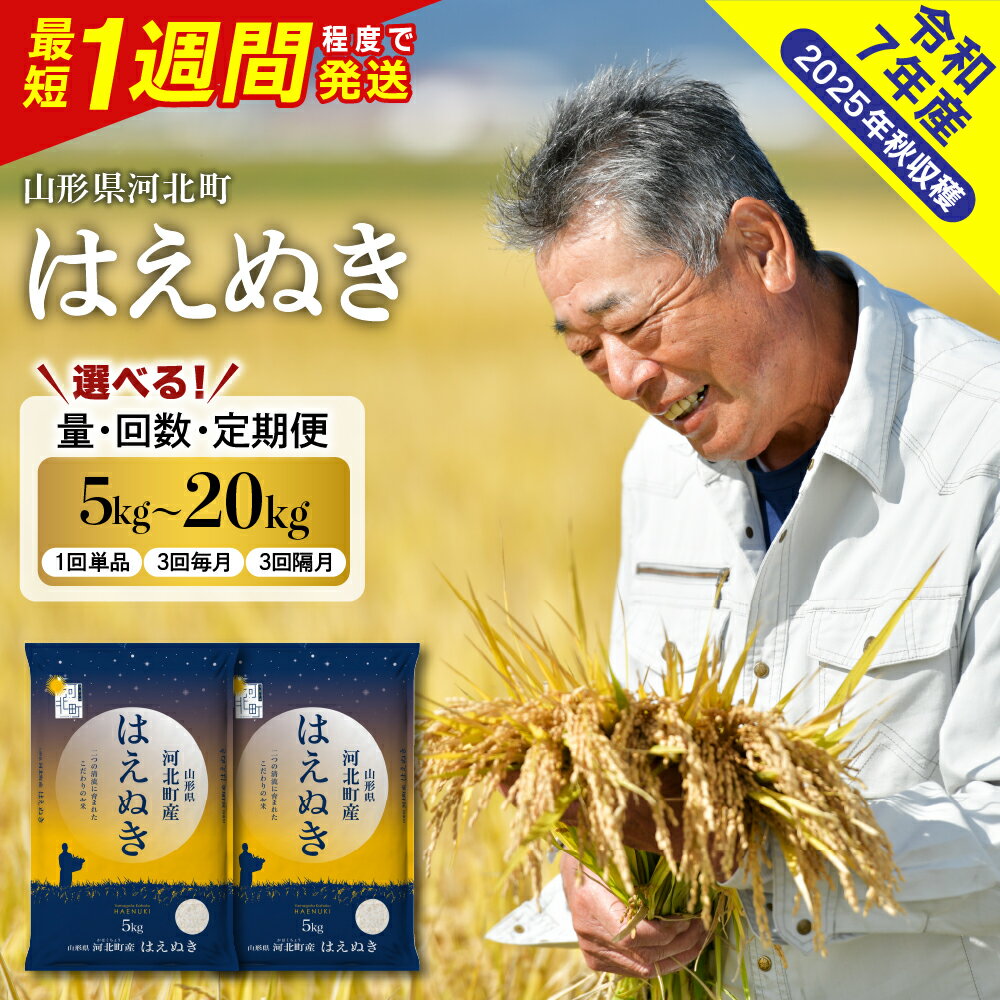 48位! 口コミ数「1件」評価「5」【1週間発送 受付中!】 令和7年産 新米 米 はえぬき ( 選べる内容量 : 5kg / 10kg / 20kg ) 定期便 毎月 隔月 先行予約 | 配送時期が選べる 最短発送 先行受付 お米 白･･･ 