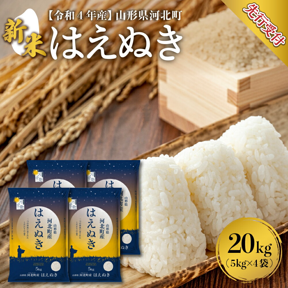 【ふるさと納税】米 はえぬき 20kg 16,000円 令和4年産 新米 先行受付 選べる 配送時期 5kg 4袋 一等米 白米 ブランド米 精米 米どころ 山形 2022年産 山形県 河北町 送料無料 大人気 お取り寄せ グルメ 弁当 おにぎり オススメ 令和4年 2022年【米comeかほく協同組合】