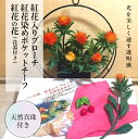 【ふるさと納税】パンの花 紅花入りブローチ(天然真珠付き)・紅花染めポケットチーフ・紅花の花 (花器付き) 1