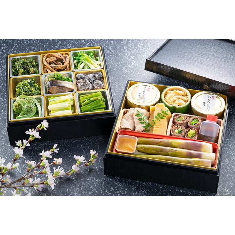 【ふるさと納税】≪清流庭園 山菜料理 玉貴≫ 採れたての山菜料理詰め合わせ 月山 春の香味箱 二段重 2025年4月下旬から順次発送 野菜 やさい 山菜 さんさい 山の幸 採れたて 春 詰合せ 盛り合わせ 贈答 ギフト 家庭 自宅 山形県 西川町 月山 FYN9-163