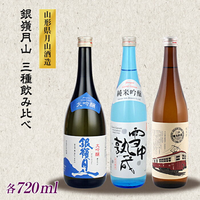 山形の地酒[銀嶺月山]3種飲みくらべ 720ml×3本 山形県 西川町 FYN9-248