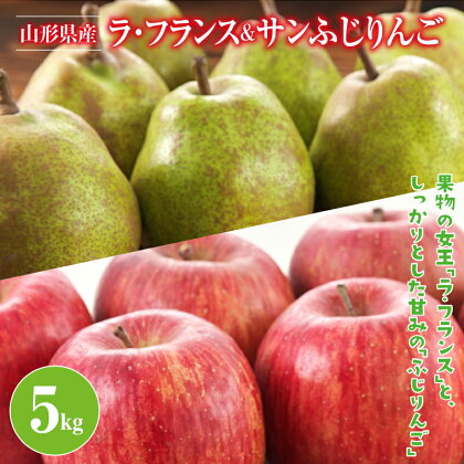 ≪先行予約≫2024年 山形県産 ラ・フランス サンふじりんご 詰合せ 5kg 2024年11月中旬から順次発送 洋梨 ラフランス 林檎 りんご リンゴ 秋果実 果物 くだもの フルーツ 自宅用 産地直送 期間限定 山形県 西川町 月山 FYN9-384