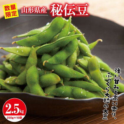 ≪先行予約≫2024年 山形県産 秘伝豆 2.5kg（250g×10袋）2024年9月中旬から順次発送 小分け 個包装 青大豆 枝豆 えだまめ 野菜 やさい おつまみ ビール 国産 山形県 西川町 月山 FYN9-388