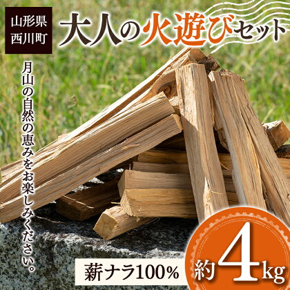 大人の火遊びセット 薪 約4kg (ナラ 楢 100％) キャンプ アウトドア 乾燥薪 焚火 ソロキャンプ FYN9-539