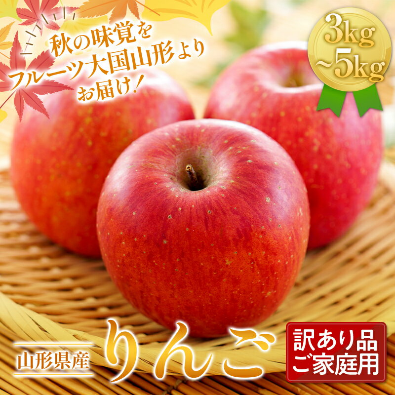 [選べる容量][2025年先行予約]ご家庭用 山形県産 りんご 3kg 5kg 2025年11月下旬から順次発送 林檎 リンゴ 秋果実 冬果実 果物 くだもの フルーツ 訳あり 農業者 農家 支援 自宅 家庭 産地直送 山形県 西川町 月山 FYN9-599var