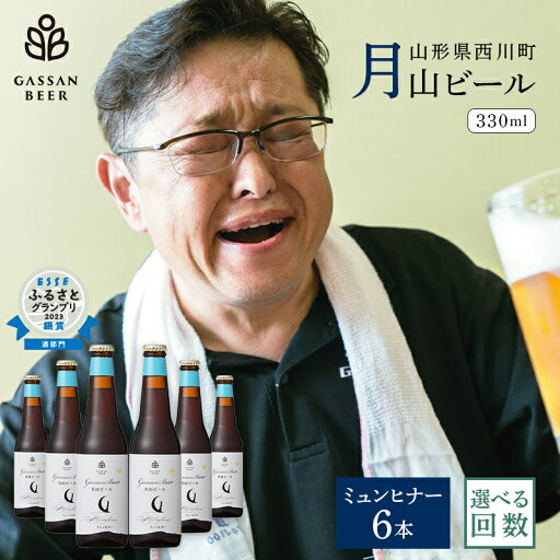 【ふるさと納税】 【定期便3回】クラフトビール 月山ビール ミュンヒナー 6本セット 地ビール こだわり お酒 山形県 西川町 FYN9-721