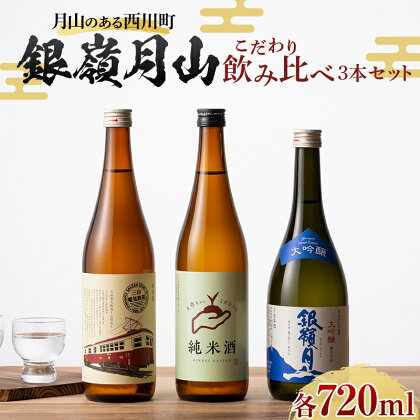 月山のある西川町 銀嶺月山 こだわり飲みくらべ 3本セット 山形県 西川町 酒 アルコール SDGs エスディージーズ FYN9-820