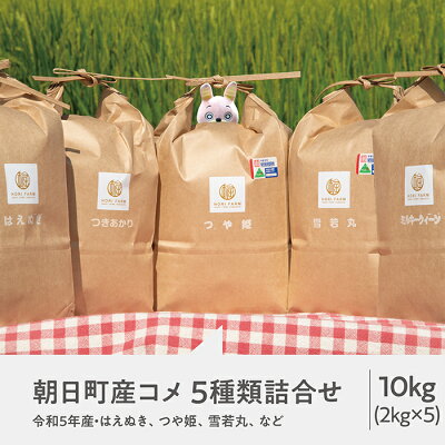 楽天ふるさと納税　【ふるさと納税】 食べ比べに！ 山形県 朝日町産 米 5種類詰合せ（雪若丸・つや姫・ミルキークイーン・つきあかり・はえぬき） 令和5年産 10kg（各2kg×5種類） 2023年産 精米 こめ コメ 送料無料