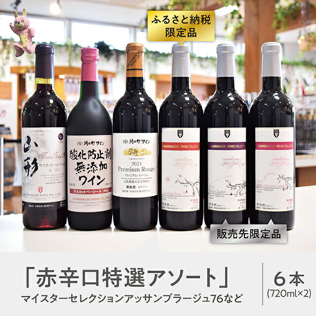 山形県 朝日町 ワイン 赤 辛口 アソート 6本 セット 720ml 赤ワイン ワインセット 詰合せ 送料無料