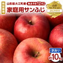 【ふるさと納税】《先行予約》特別栽培 訳あり 家庭用サンふじ約10kg 【2024年12月中旬頃～発送予定】【山形りんご・大江町産・鈴木果樹園】