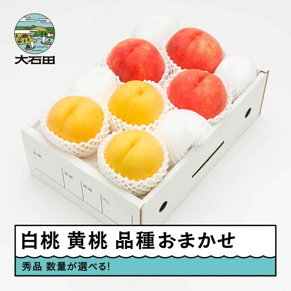[先行予約] もも 白桃 黄桃 有袋黄桃 秀品 詰め合わせ 品種おまかせ 化粧箱入り 数量選べる 2026年産 送料無料 フルーツ 果物 アソート大石田 ※沖縄・離島への配送不可