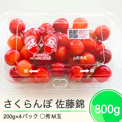 先行予約 さくらんぼ 佐藤錦 ◯秀 M玉 200g×4パック 計800g フードパック 2024年産 令和六年産 果物 果樹 フルーツ 送料無料