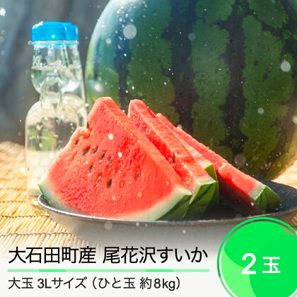 大玉 尾花沢すいか 3L×2玉入り 2024年産 令和6年産 送料無料 スイカ大石田