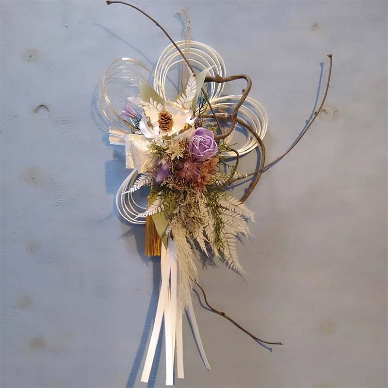 【ふるさと納税】ドライフラワーのお正月しめ縄飾り【豪華版】〈2Wayタイプ〉注連縄 標縄 七五三縄 しめ飾り 注連飾り 〆縄 しめなわ 正月飾り F4B-0727