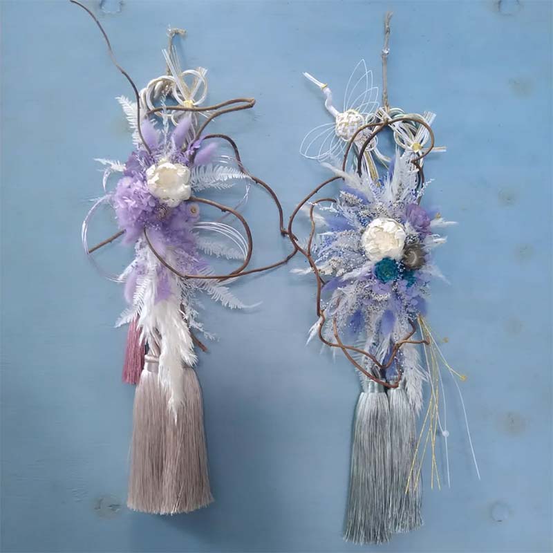 【ふるさと納税】ドライフラワーのお正月しめ縄飾り【サテン素材】〈2Wayタイプ〉注連縄 標縄 七五三縄 しめ飾り 注連飾り 〆縄 しめなわ 正月飾り F4B-0729