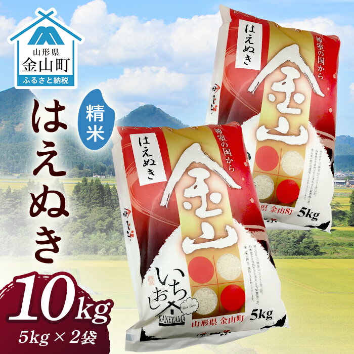 金山産米「はえぬき[精米]」(5kg×2袋) 計10kg 米 お米 白米 ご飯 精米 ブランド米 はえぬき 送料無料 東北 山形 金山町