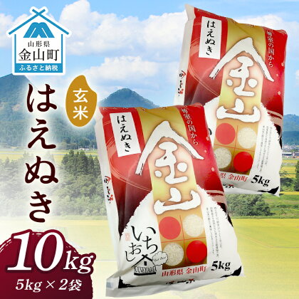 金山産米「はえぬき【玄米】」（5kg×2袋） 計10kg 米 お米 白米 ご飯 玄米 ブランド米 はえぬき 送料無料 東北 山形 金山町 F4B-0357