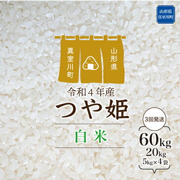 【ふるさと納税】 ＜早期受付 配送時期が選べる！＞ 令和4年産 真室川町 特別栽培米 つや姫 ＜白米＞ 60kg 定期便（20kg×3回お届け）
