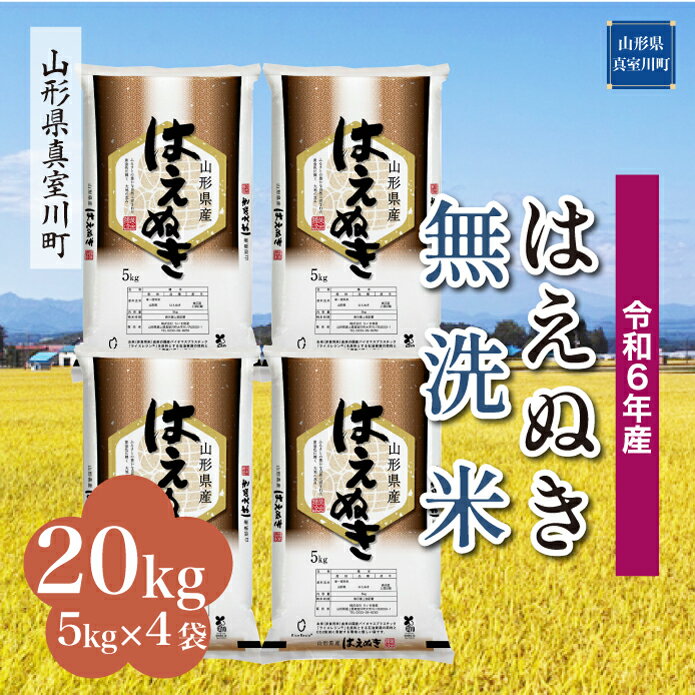 【ふるさと納税】 令和6年産 真室川町厳選 はえぬき ＜無洗米＞ 20kg（5kg×4袋）