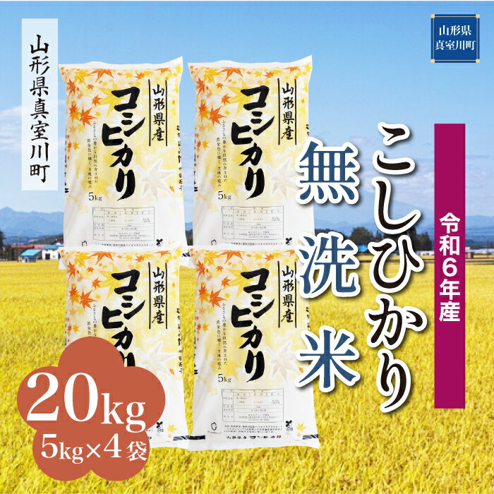 【ふるさと納税】 令和6年産 真室川町厳選 コシヒカリ ＜無洗米＞ 20kg（5kg×4袋）