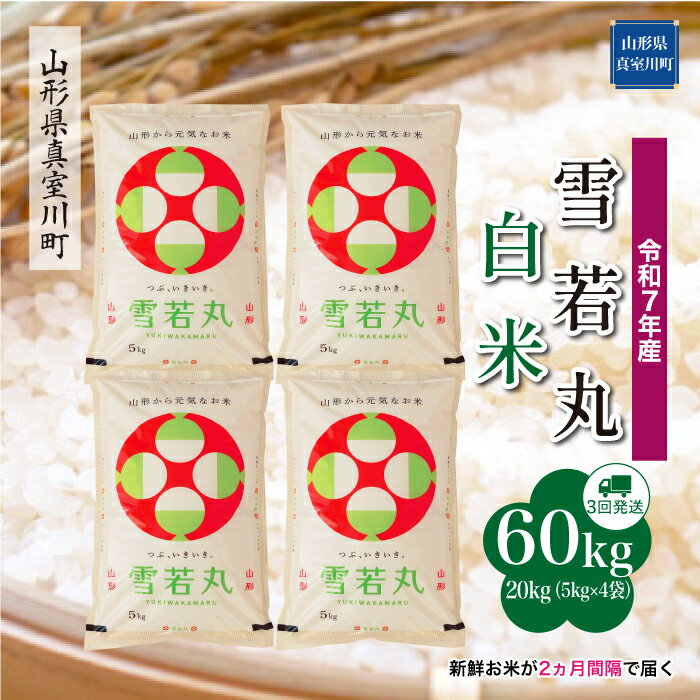 57位! 口コミ数「0件」評価「0」 令和7年産 真室川町厳選 雪若丸 ［白米］ 60kg 定期便（20kg×3回お届け）
