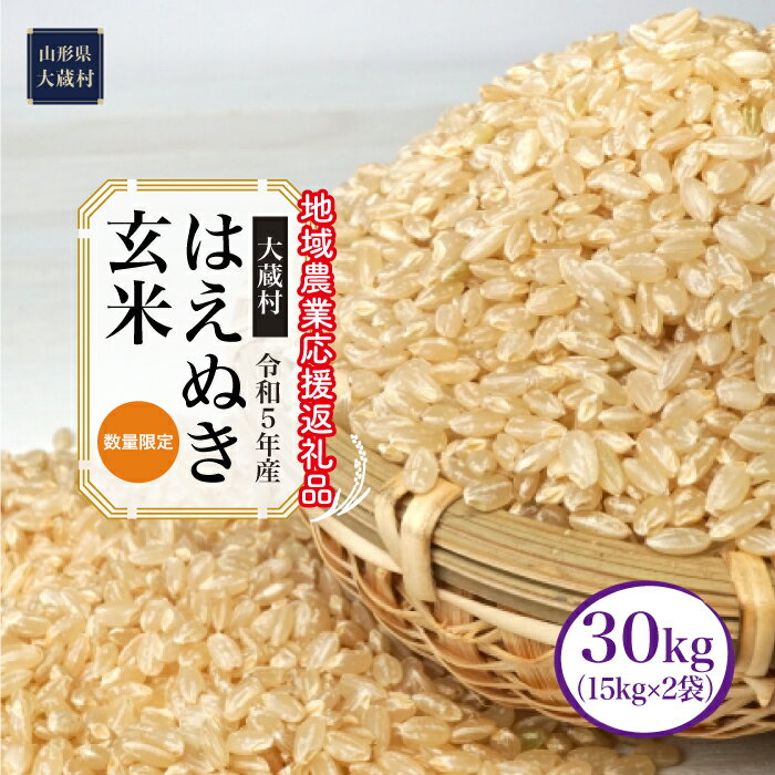 【ふるさと納税】令和5年産　はえぬき［玄米］30kg（15kg×2袋）～地域農業応援返礼品～