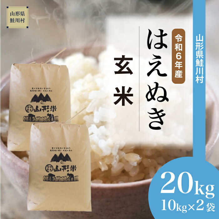 ＜令和6年産米 早期受付＞ 鮭川村 はえぬき【玄米】 20kg （10kg×2袋）