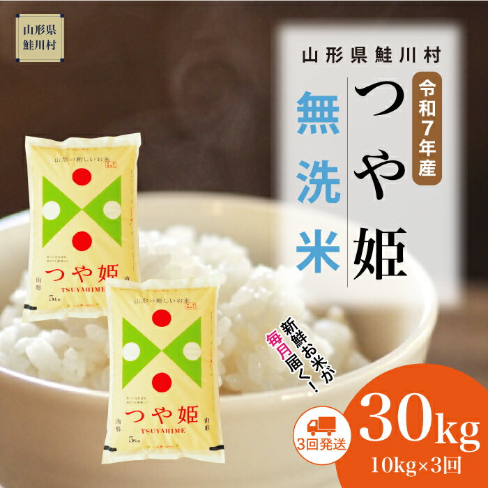 [令和7年産米] 鮭川村 特別栽培米 つや姫 [無洗米] 定期便 30kg (10kg×1ヶ月間隔で3回お届け)