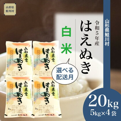 ＜令和5年産＞ 鮭川村 はえぬき 【白米】 20kg （5kg×4袋）＜配送時期選べます＞