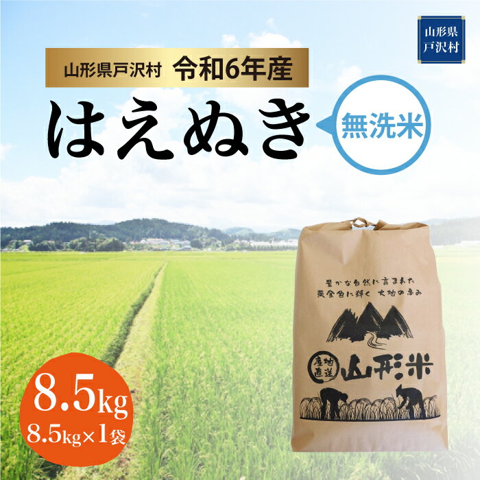 令和6年産米 はえぬき[無洗米]8.5kg(8.5kg×1袋) 戸沢村[配送時期指定可]