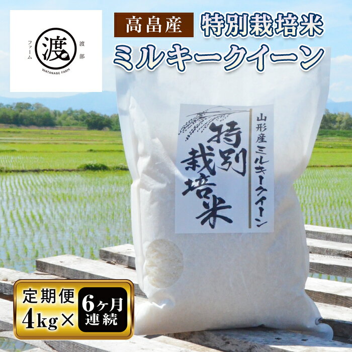 【定期便】米 白米 ミルキークイーン 4kg × 6回 定期 特別栽培米 | ふるさと納税 米 高級 山形 高畠町 2023 ふるさと 人気 送料無料 F20B-157