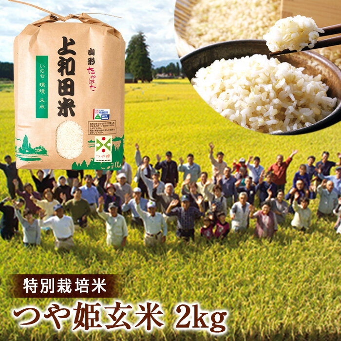 山形県 高畠町産 特別栽培米 つや姫 玄米 2kg お米 ブランド米 米 ごはん ご飯 F20B-205