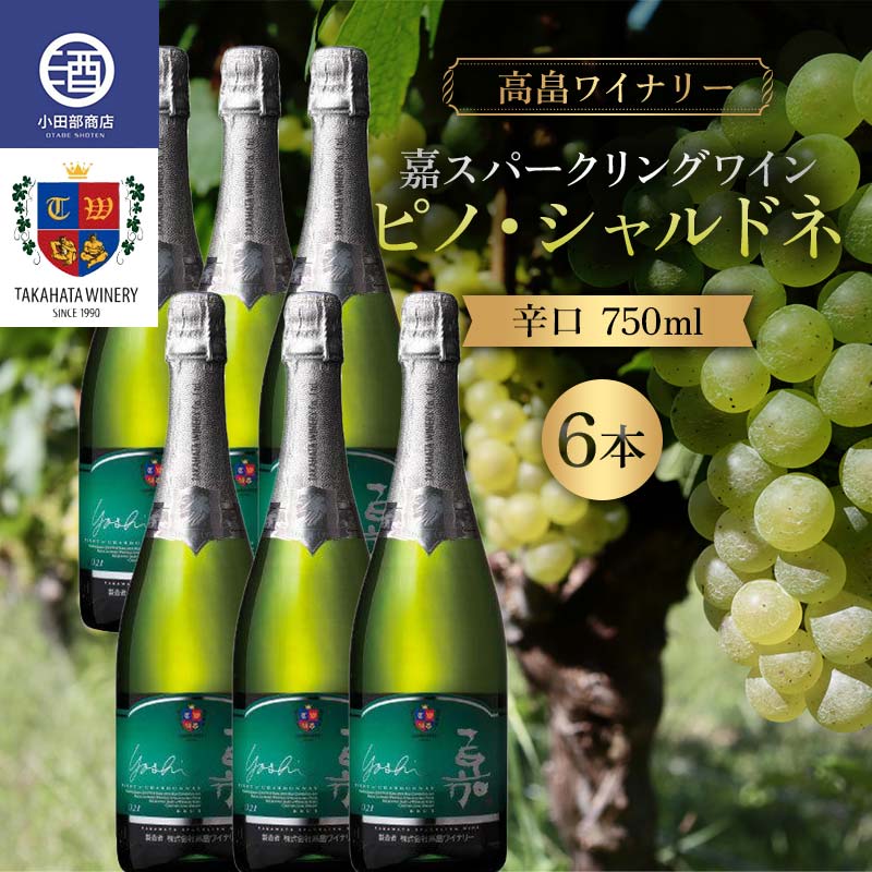 《高畠ワイナリー》 数量限定 嘉スパークリングワイン ピノ・シャルドネ 750ml×6本セット F20B-948