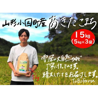 楽天ふるさと納税　【ふるさと納税】令和5年産　山形県小国町産 あきたこまち　精米　15kg(5kg×3袋)【1462875】