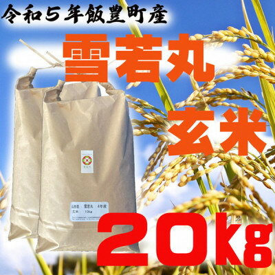 【ふるさと納税】雪若丸　玄米　20kg　令和5年山形県飯豊町産　お米屋さんおすすめのおいしいお米【1396938】