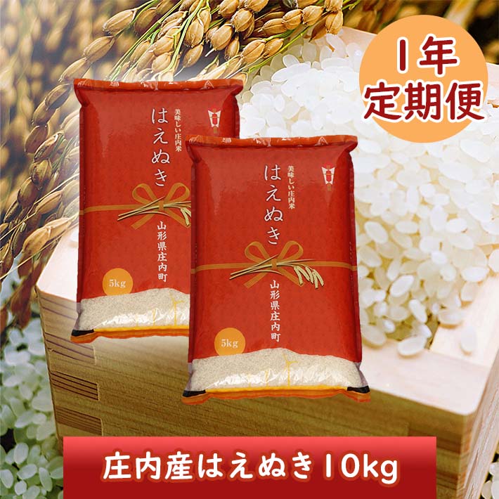 【ふるさと納税】<12月・1月・2月・3月開始>庄内米1年定期便!はえぬき10kg